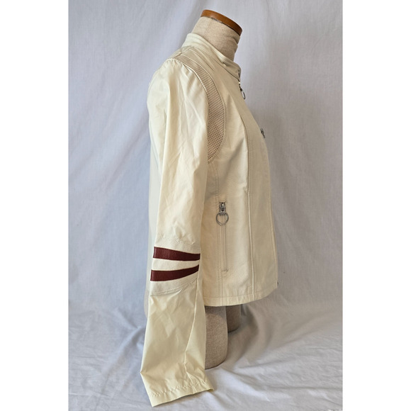 Wilson Leather & Nylon Maxima Racing Moto Jacket Women's M Cream Vintage Zip Up - Picture 5 of 16